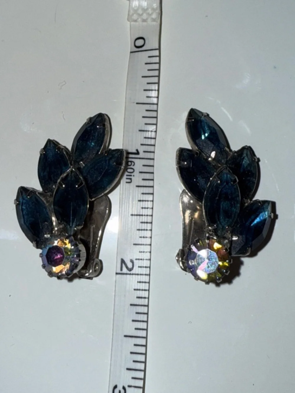 Blue Crystal Clip-on Earrings